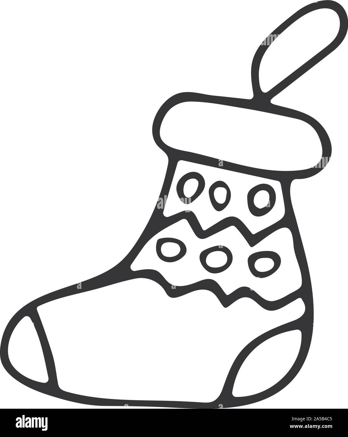 Christmas socks for gifts black and white doodle style. Hand drawn illustration. Santa Claus Stock Vector