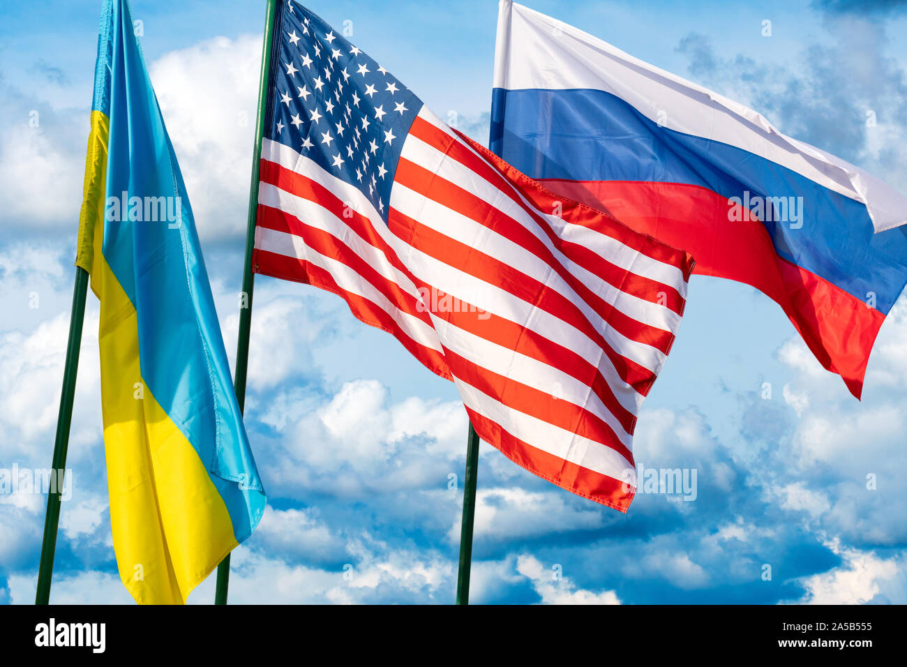 Russia flag waving cloudy sky background