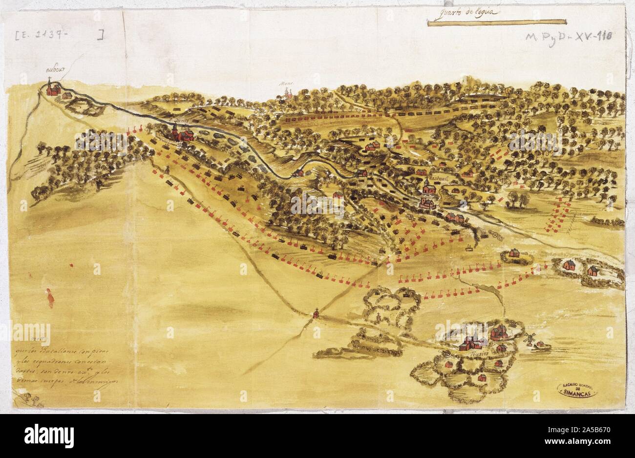 PLANO-CAMPO DE BATALLA-4-8-1678 EN SAINT DENIS. Location:  ARCHIVO-COLECCION. Simancas. Valladolid. SPAIN Stock Photo - Alamy, image size:1300x938