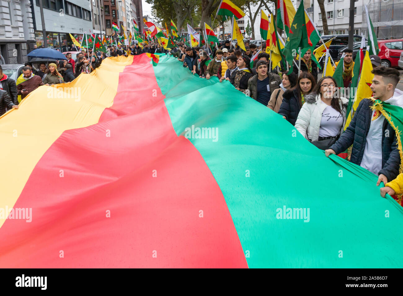 Demonstration on Saturday 2019/10/19 in Cologne against the military offensive of Turkey in Northern Syria with about 10,000 participants. Stock Photo