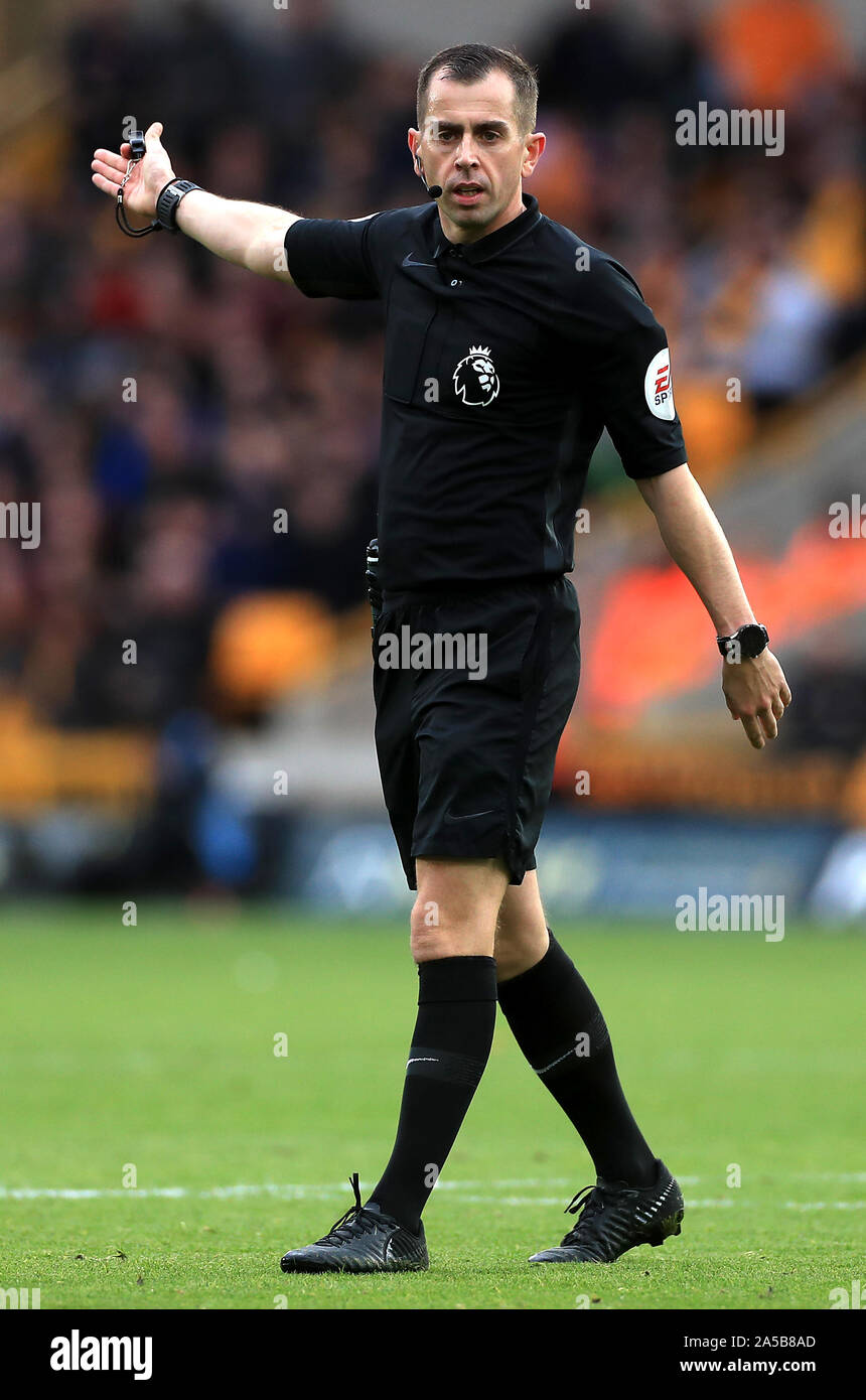 Referee Peter Bankes during the Premier League match at Molineux ...