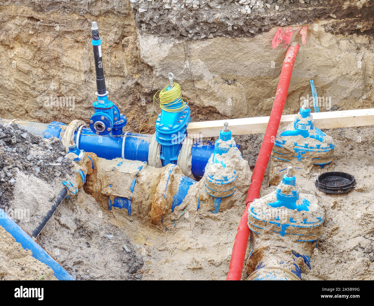 HDPE plastic tubes for drink water. Reneval potable water system in the