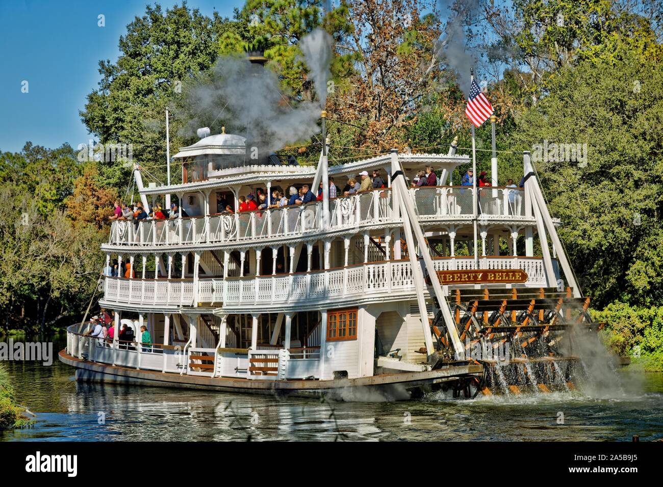 Liberty Belle Paddle Steamer, Liberty Square Riverboat, Magic Kingdom, Disney World, Orlando, Florida, USA Stock Photo