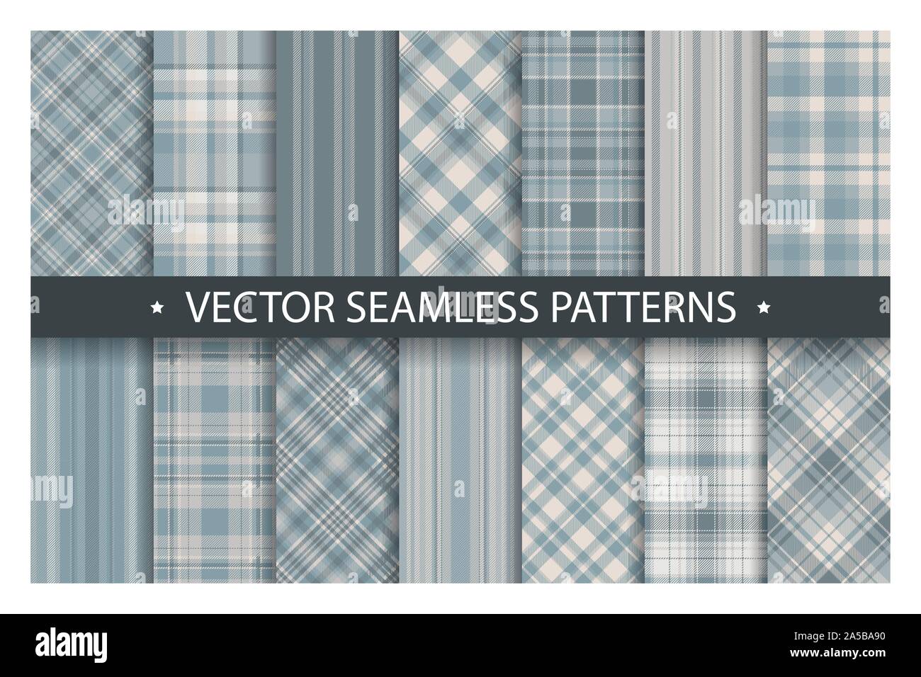 Tartan set pattern seamless plaid vector. Geometric background