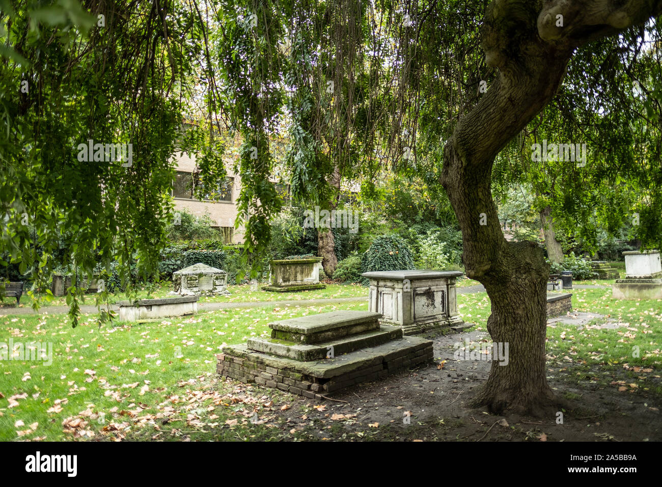 The graves at St George's Gardens, Bloomsbury, London Stock Photo