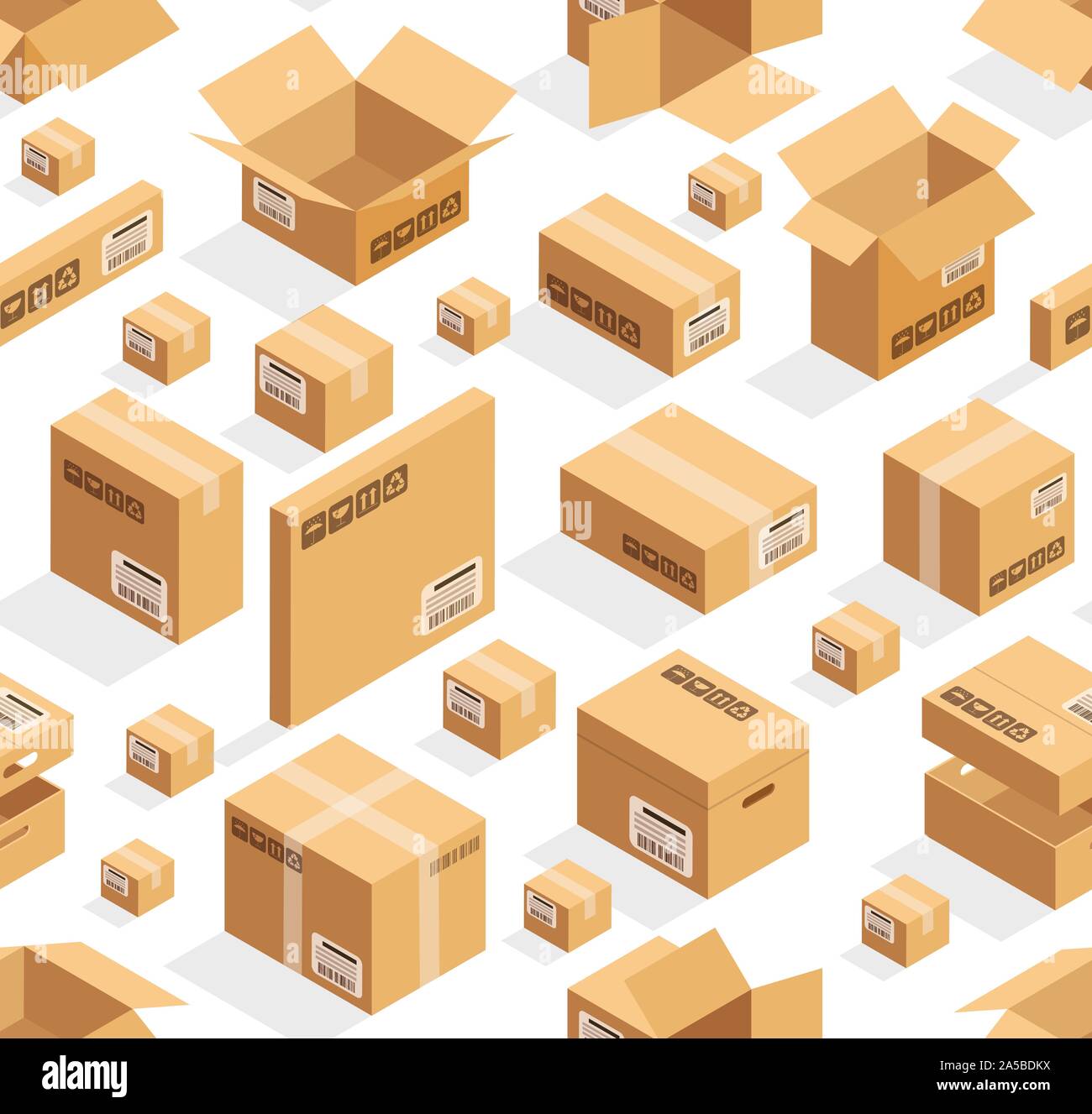 Isometric vector cardboard seamless pattern Stock Vector Image & Art ...