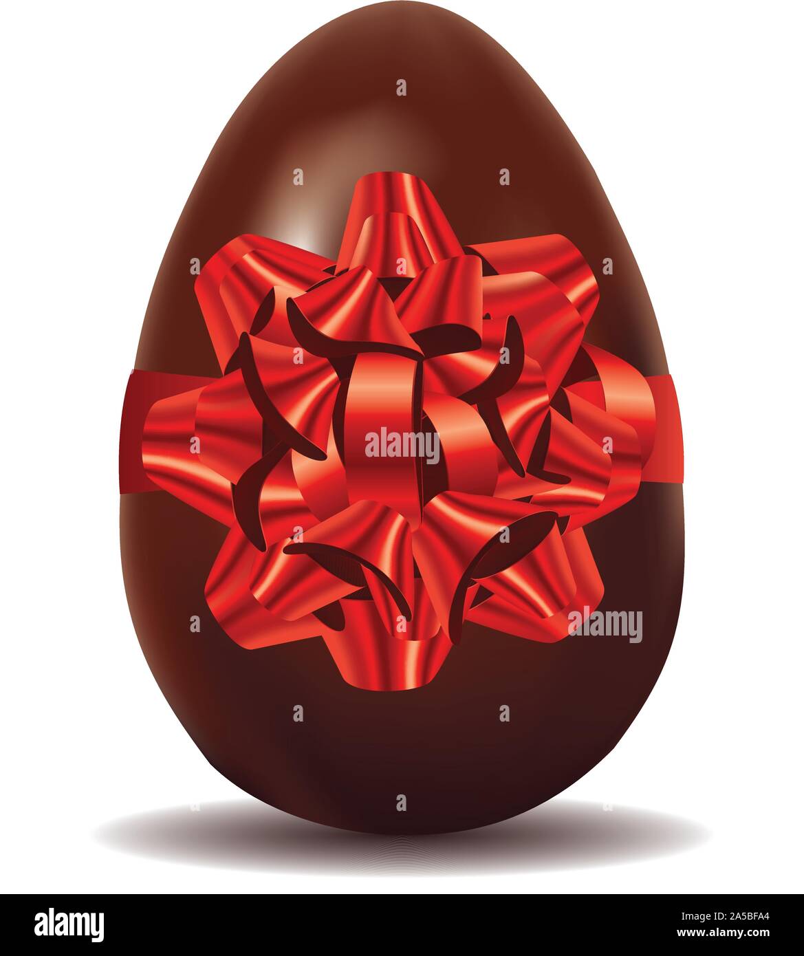 Chocolate egg with red bow, illustration was made with gradient mesh. Stock Vector