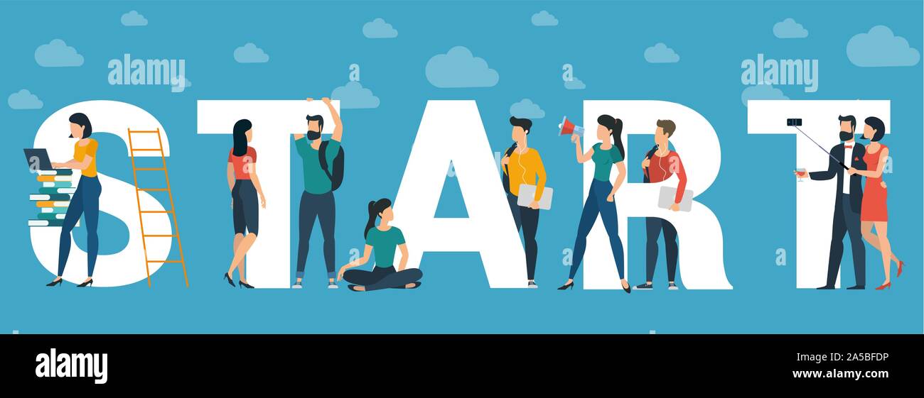 Start vector concept for web site header Stock Vector