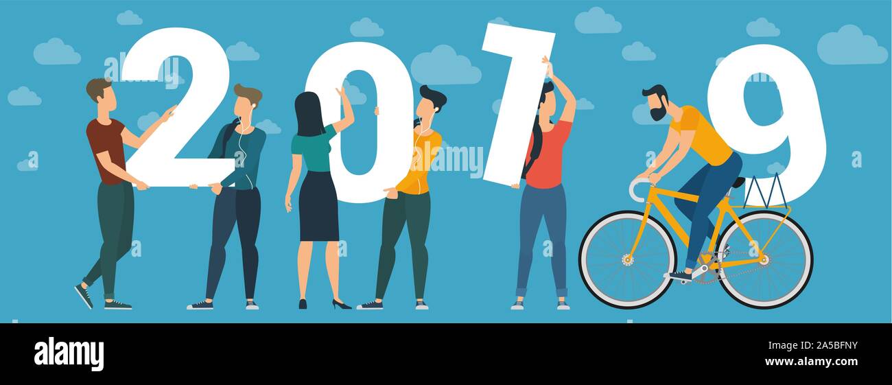 Year 2019 calendar vector hi-res stock photography and images - Alamy