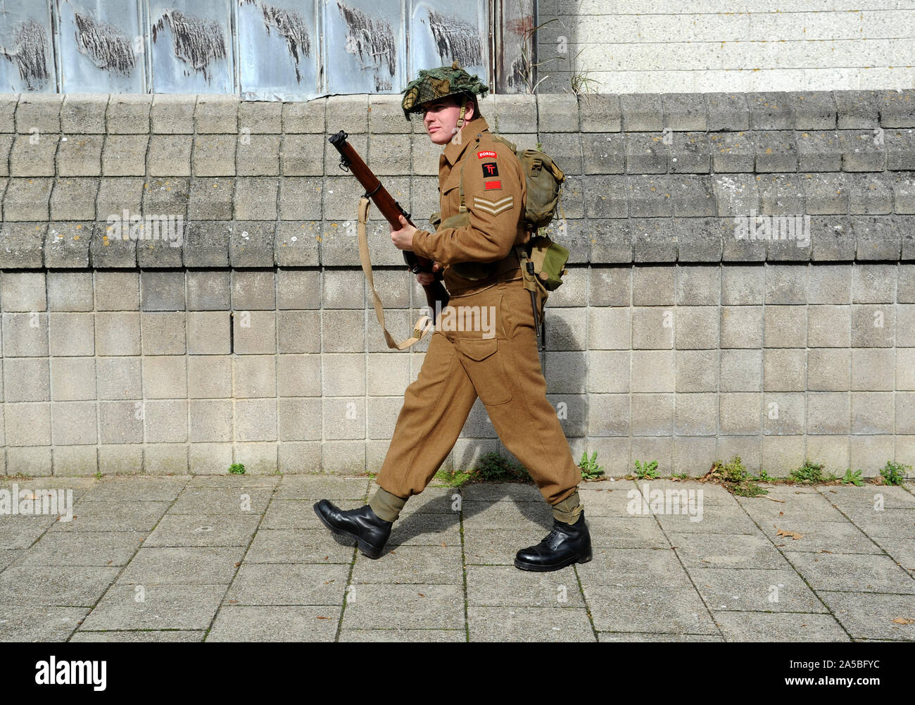 Re-enactors dressed as British soldiers from World War 2 Stock Photo