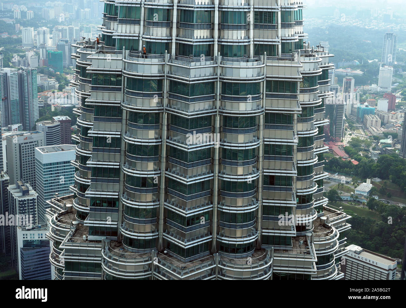 Maintenance Workers On The 85th Floor Of The Petronas Twin Towers