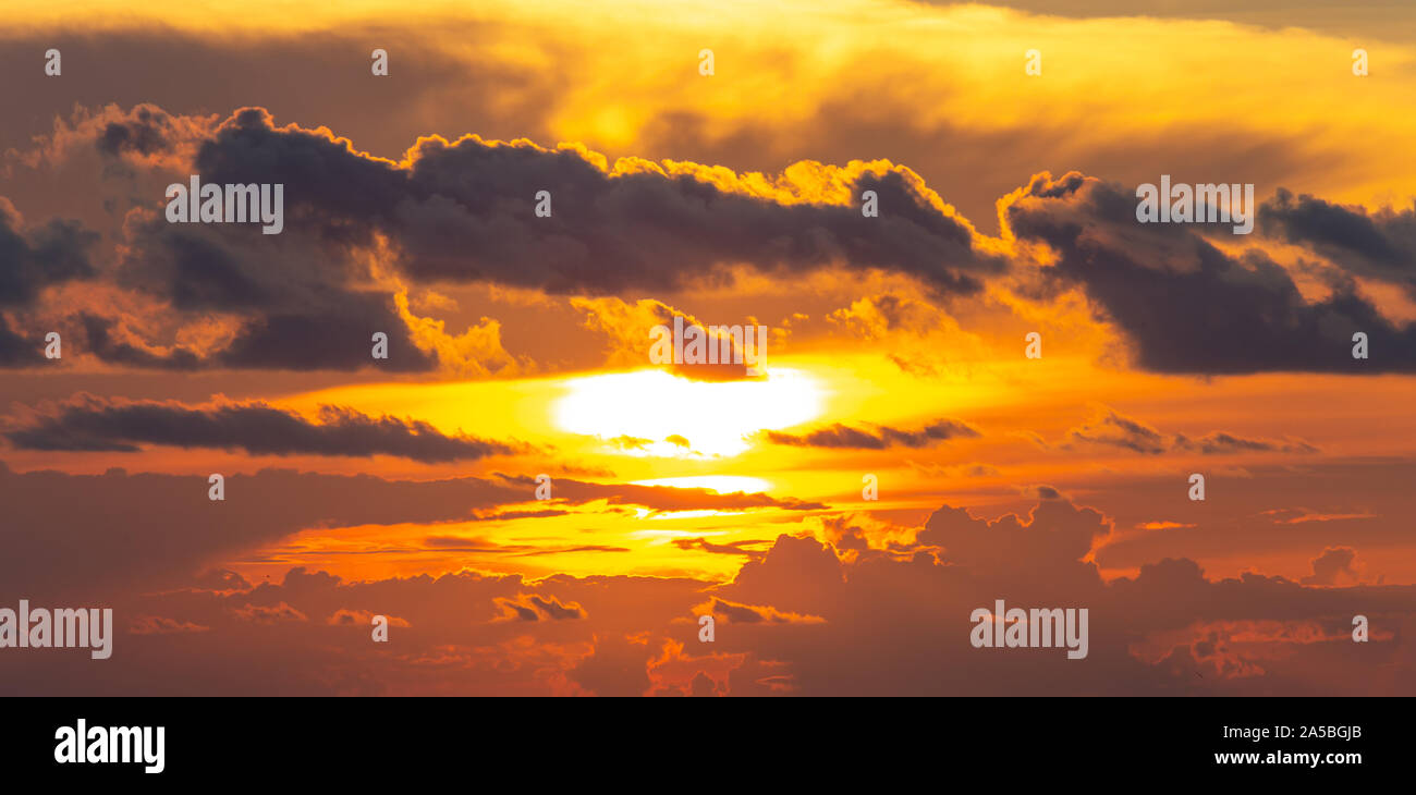 Dramatics red sunset or sunrise sky for background Stock Photo