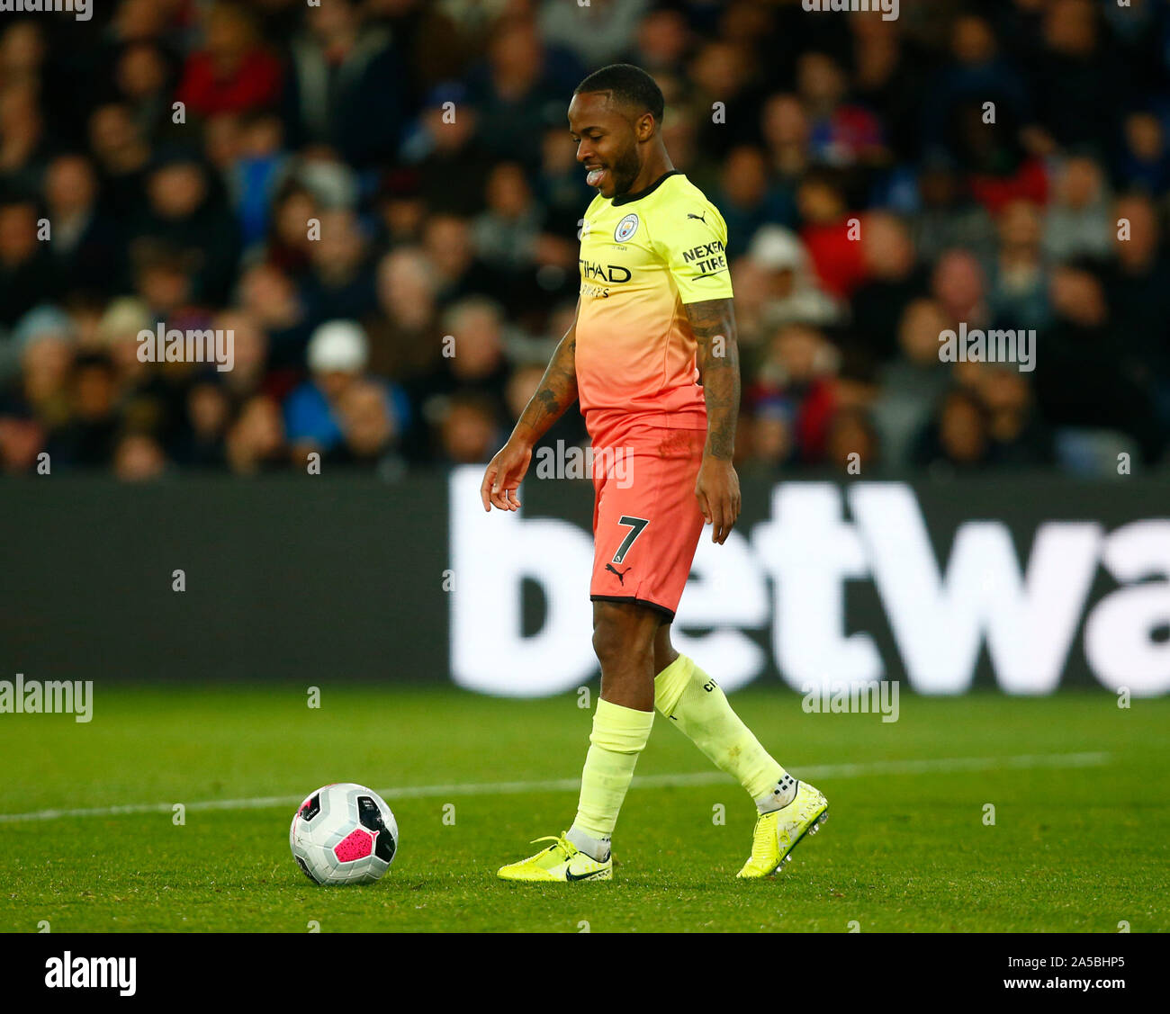 LONDON, UNITED KINGDOM. OCTOBER 19 Manchester City's Raheem Sterling during English Premier League between Crystal Palace and Manchester City at Selhurst Park Stadium, London, England on 19 October 2019 Credit: Action Foto Sport/Alamy Live News Stock Photo