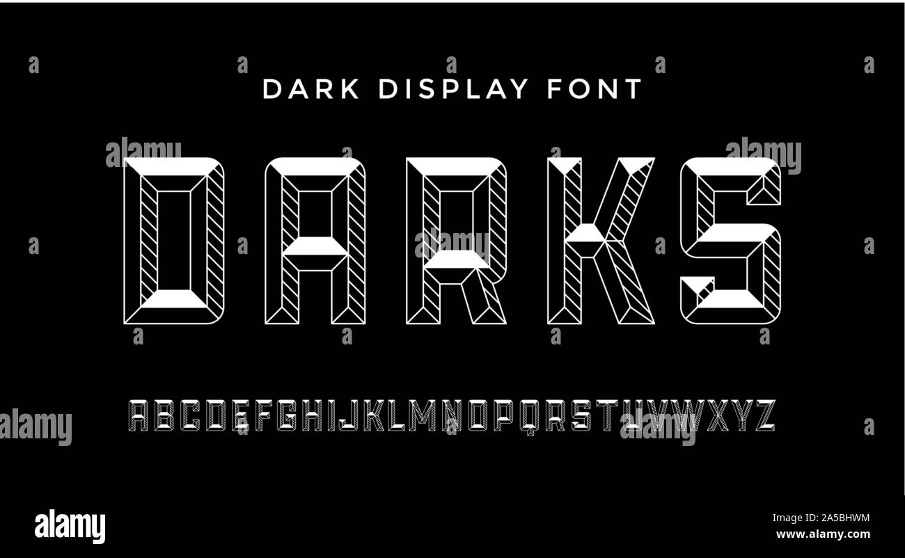 3D Modern Font . Dark modern line alphabet Stock Vector
