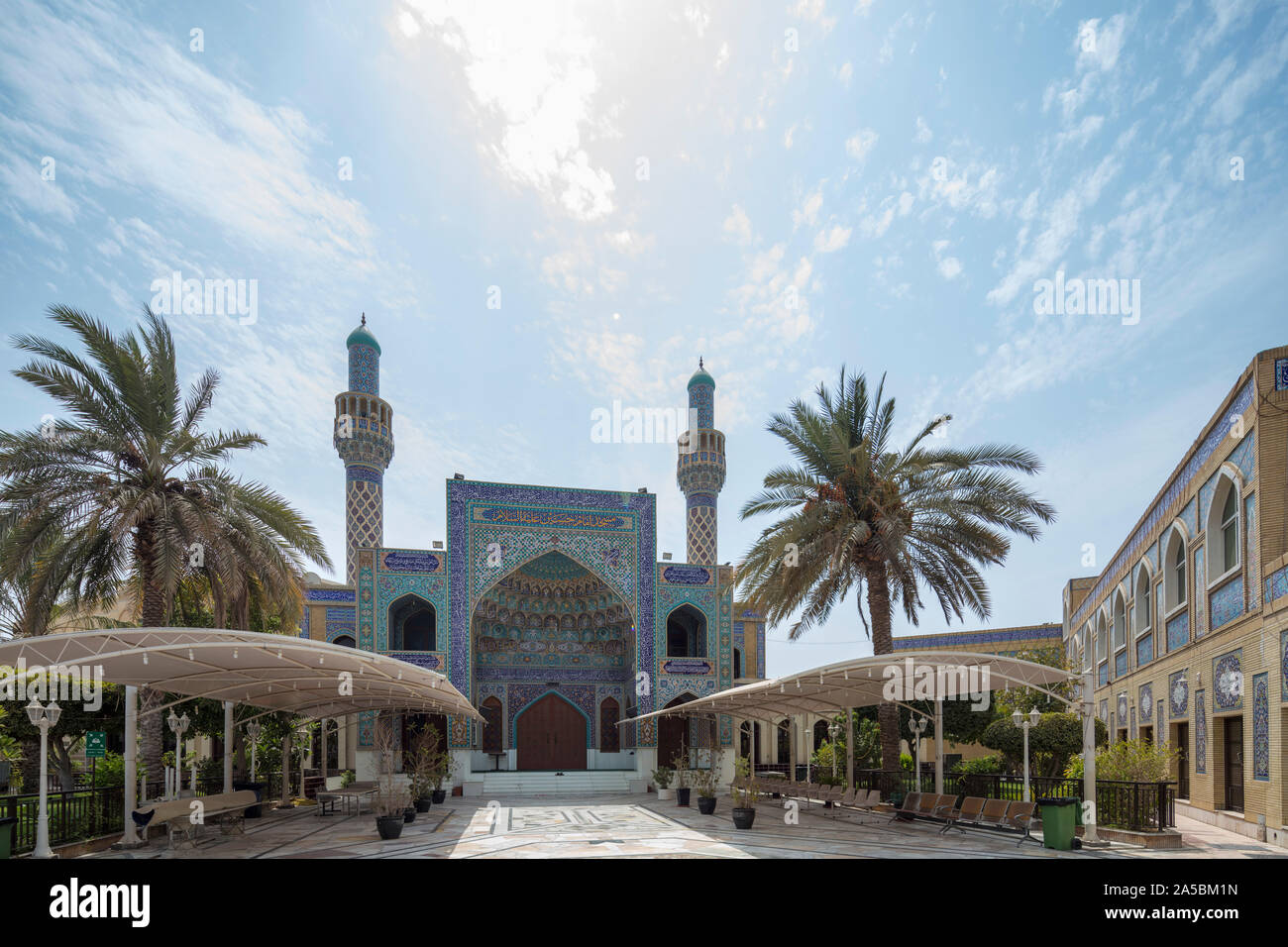 The mosque at the  Iranian Hospital in Dubai is located on the Al Wasl Road in Jumeirah, Dubai, United Arab Emirates Stock Photo