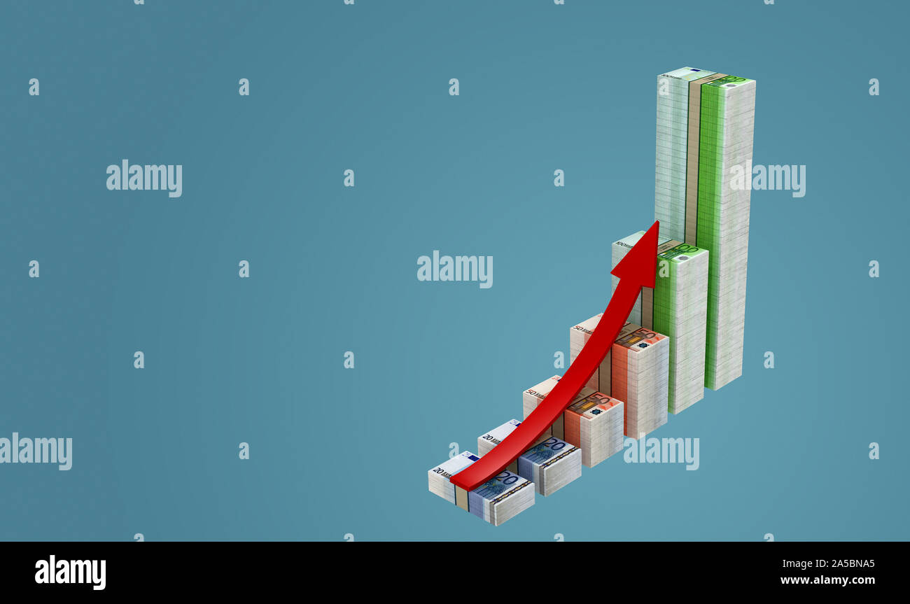 Business graph made from Euro bills Stock Photo