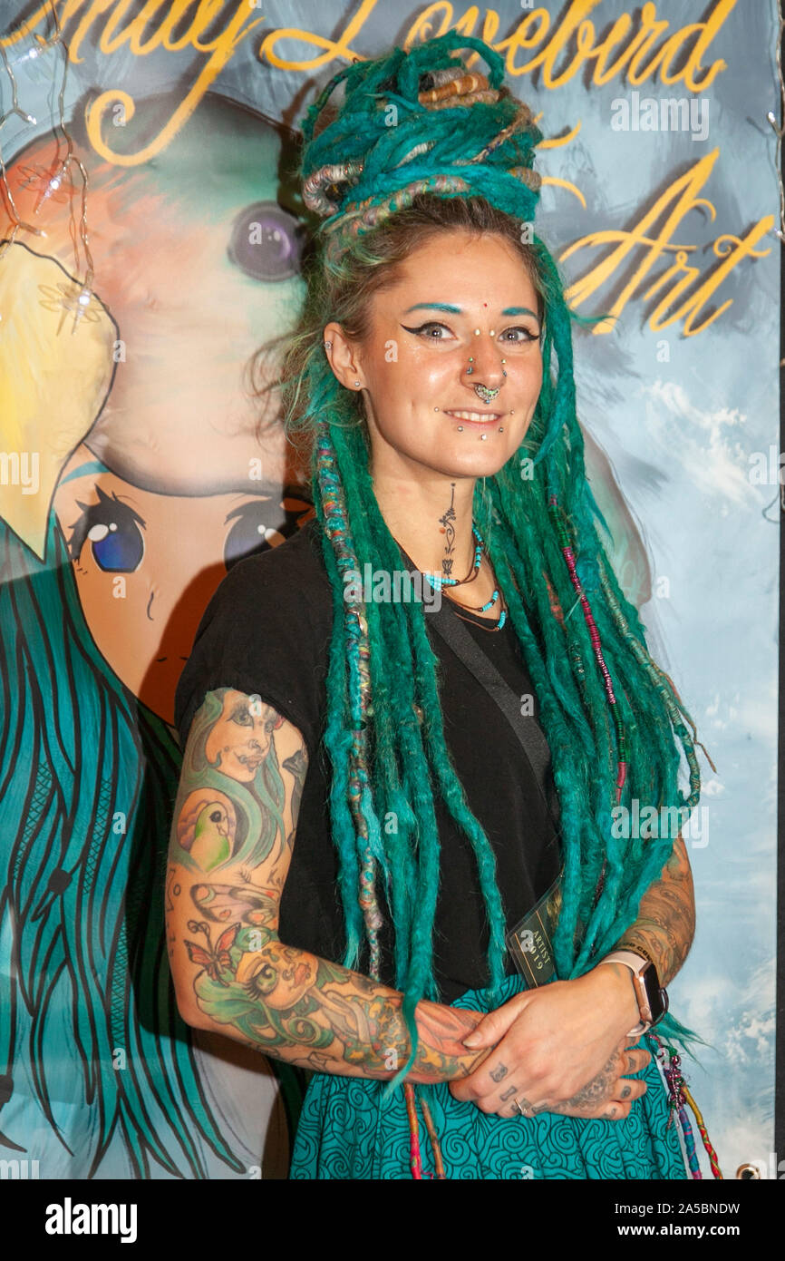 Female body tattoos in Liverpool, Merseyside, U October, 2019. Emily Lovebird Art; tattoo artist