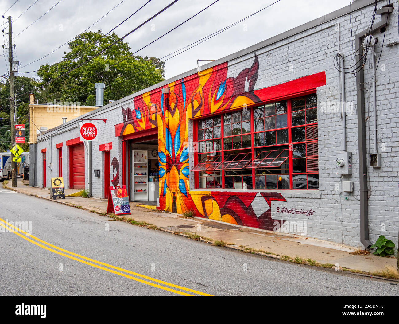 The Colorful River Arts District of Asheville North Carolina in the United States Stock Photo
