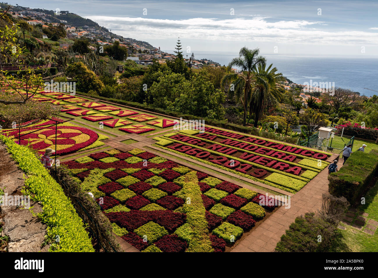 Formal garden in Madeira Botanical gardens (Jardim Botânico), above the capital city of Funchal, Madeira, Portugal Stock Photo