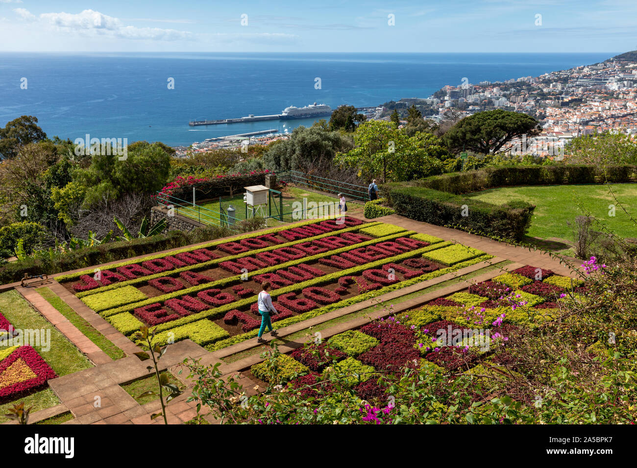 Formal garden in Madeira Botanical gardens (Jardim Botânico), above the capital city of Funchal, Madeira, Portugal Stock Photo