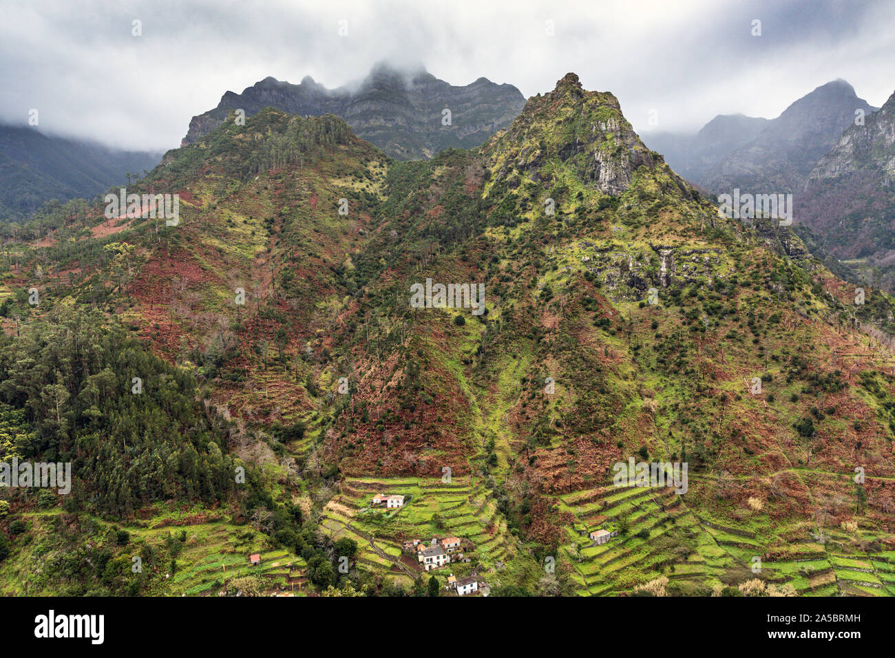 View over Valley near Serra de Agua, Madeira, Portugal Stock Photo