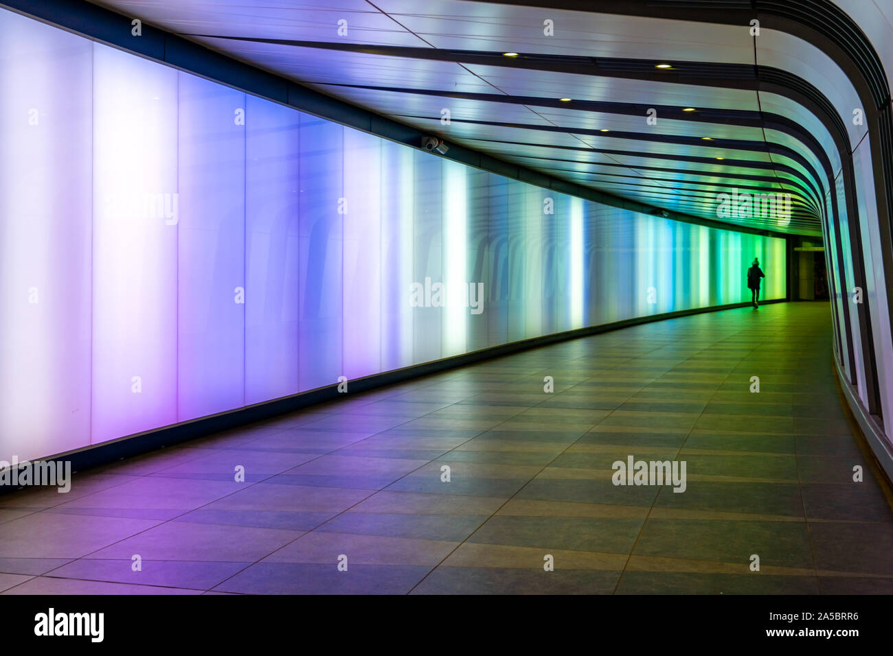 King's Cross Light Wall Tunnel. Underground pedestrian tunnel featuring
