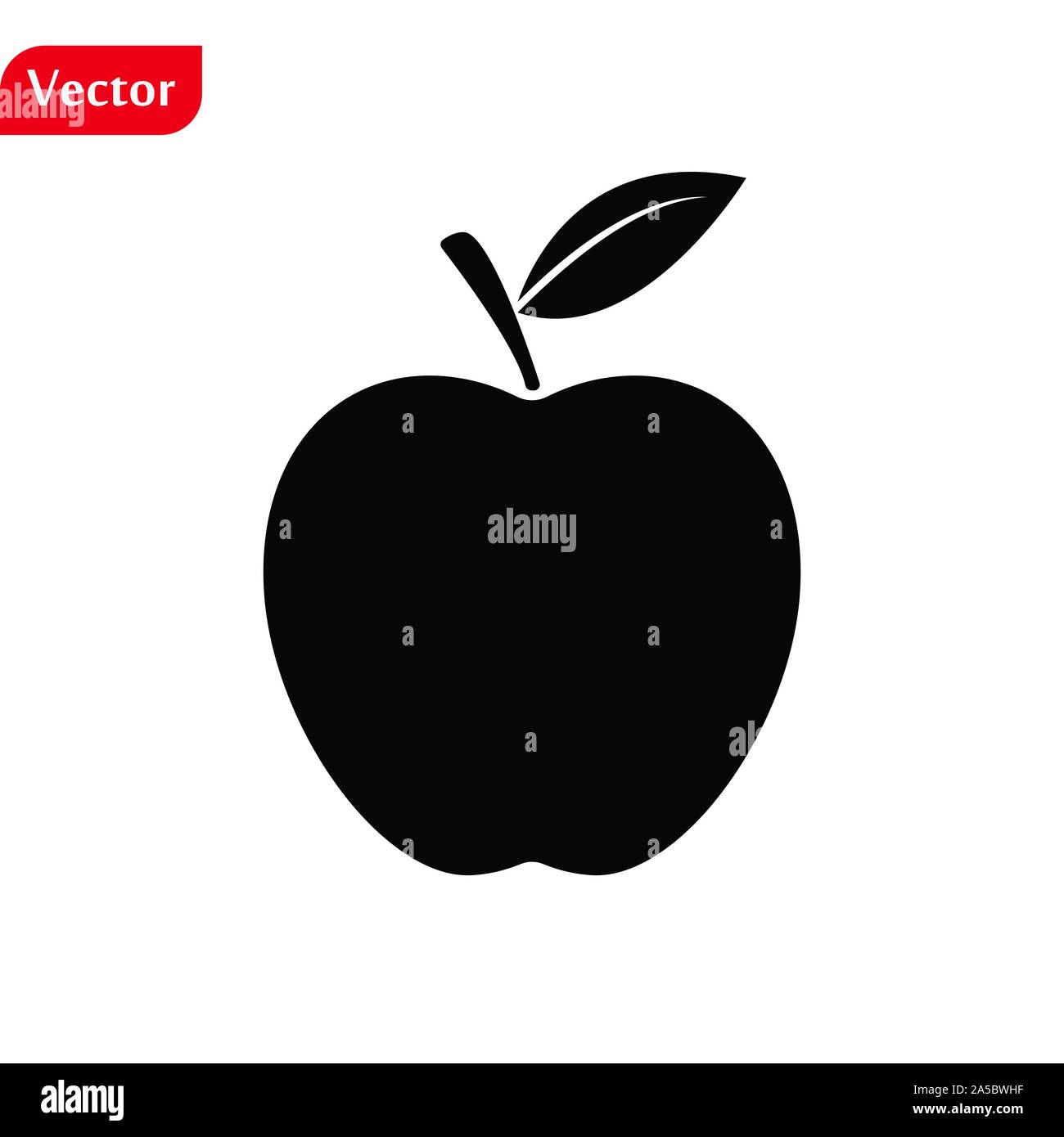 Apple Icon. Apple isolated black sign on white background. The symbol