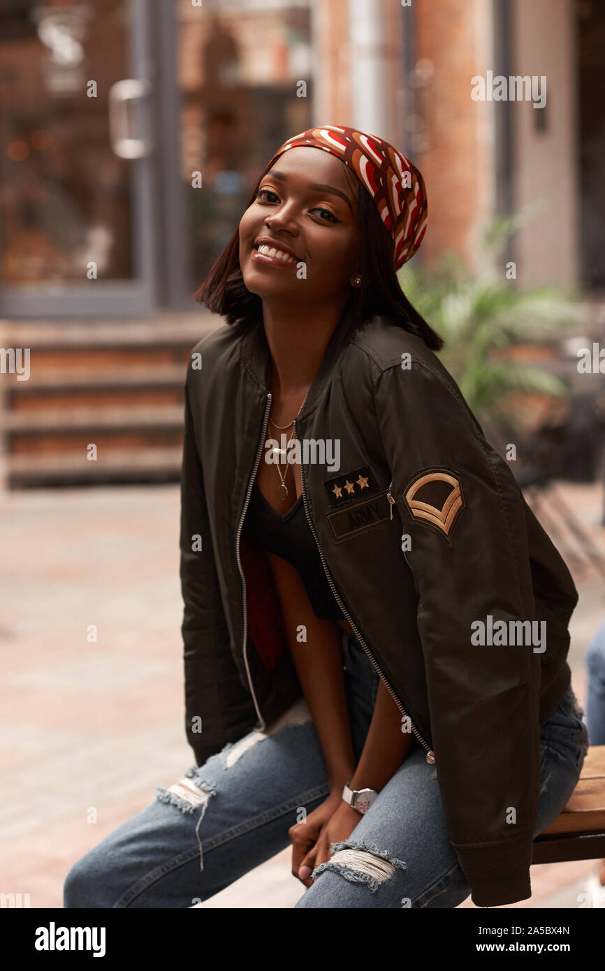 Young african woman outdoor portrait Stock Photo - Alamy