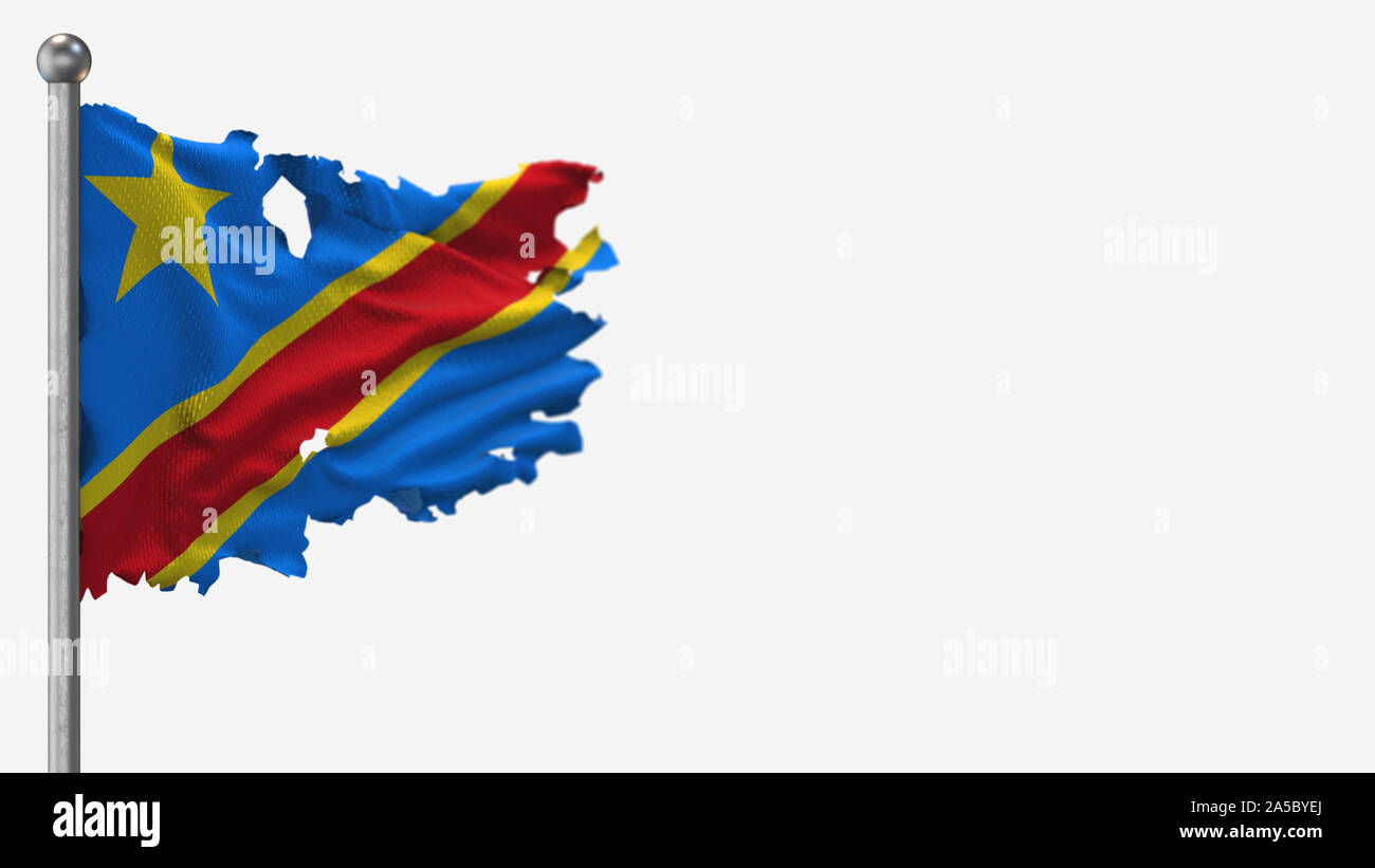 Democratic Republic Of Congo 3D tattered waving flag illustration on ...