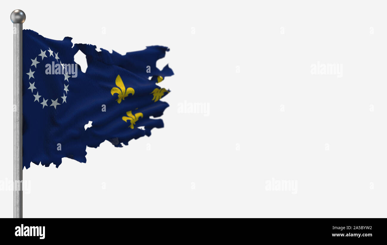 Louisville Kentucky 3D tattered waving flag illustration on Flagpole