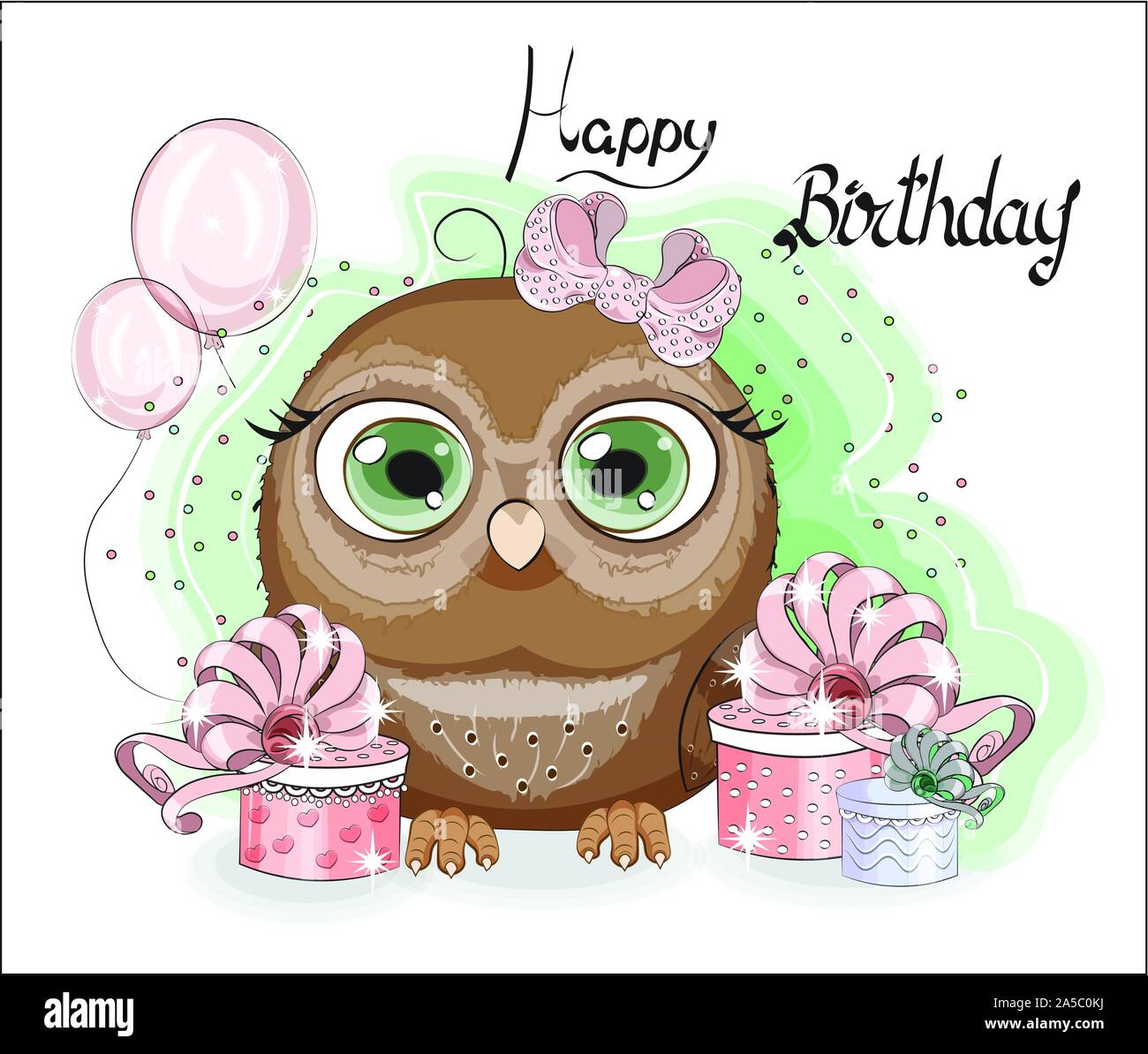 Cute owl happy birthday background hi-res stock photography and images -  Alamy