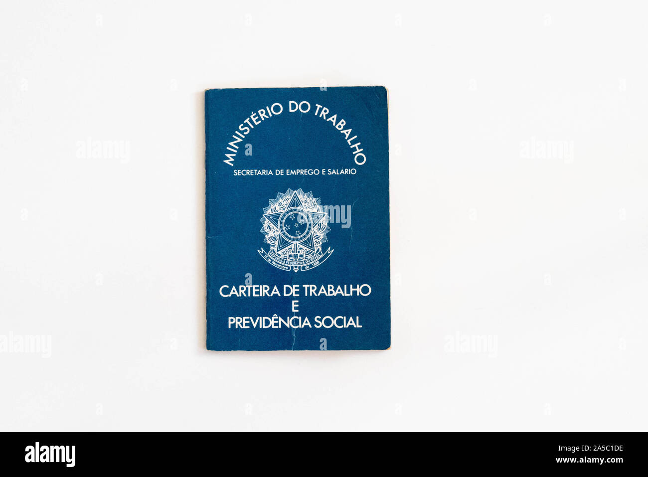 The Brazilian work permit documento, called 'Carteira de Trabalho' or CTPS, with white background Stock Photo