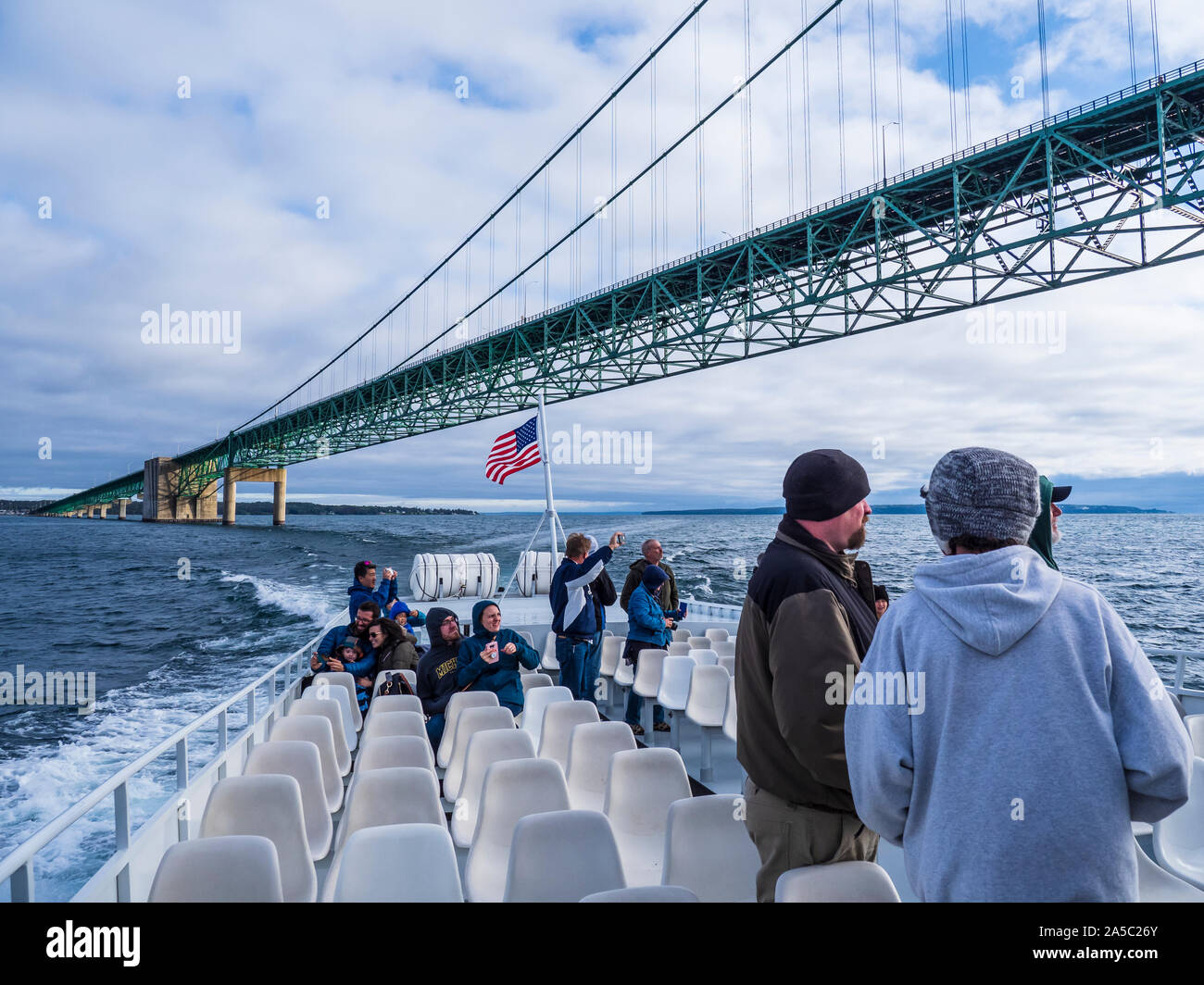 Mackinac Bridge from Shepler's Ferry, St. Ignace to Mackinac Island