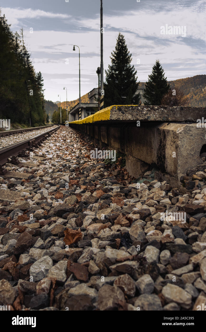 An train station in slovakia at dedinky village Stock Photo