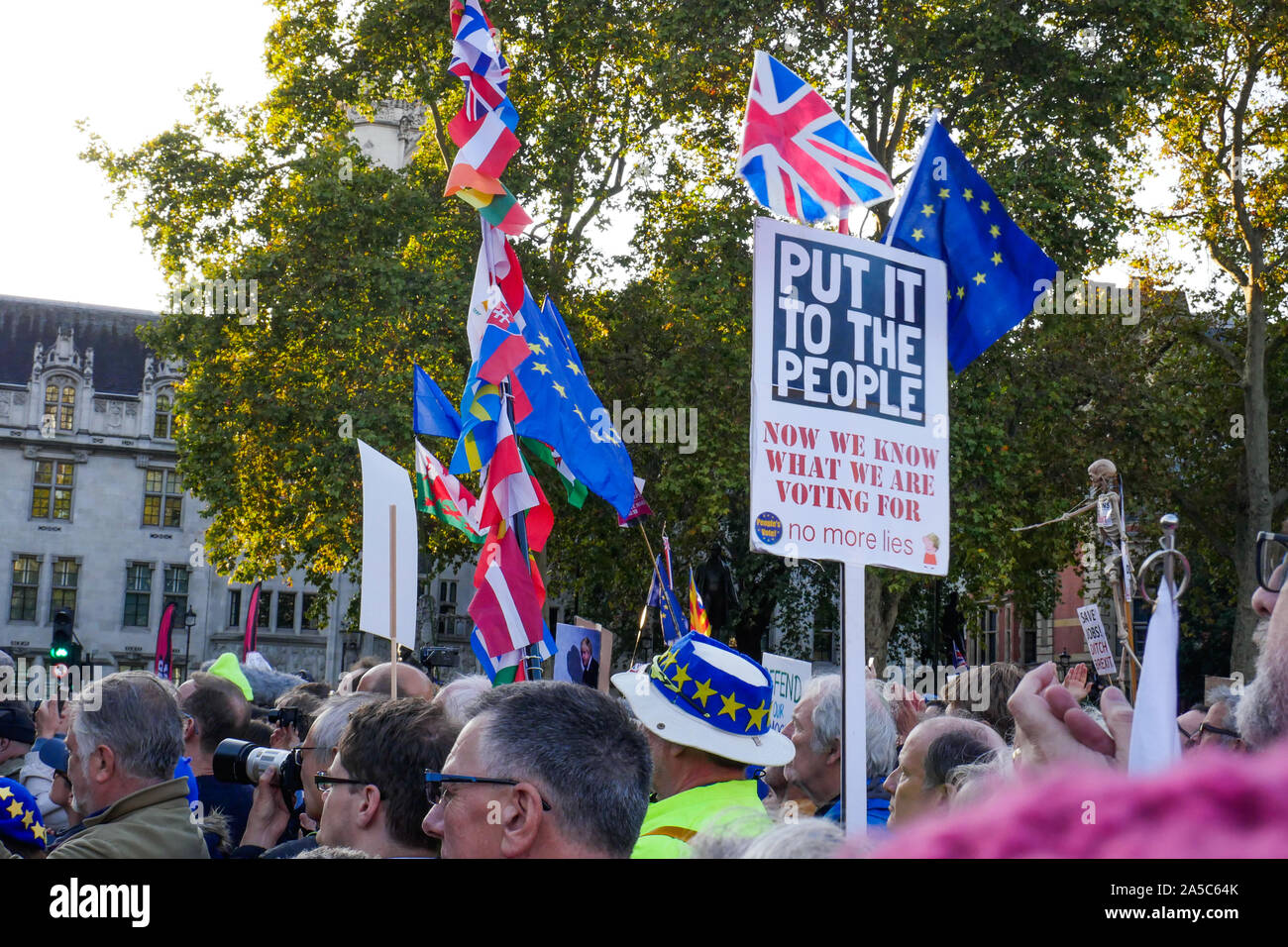 19th October 2019 London UK -  Peoples Vote  on Brexit  at Parliament Square Stock Photo