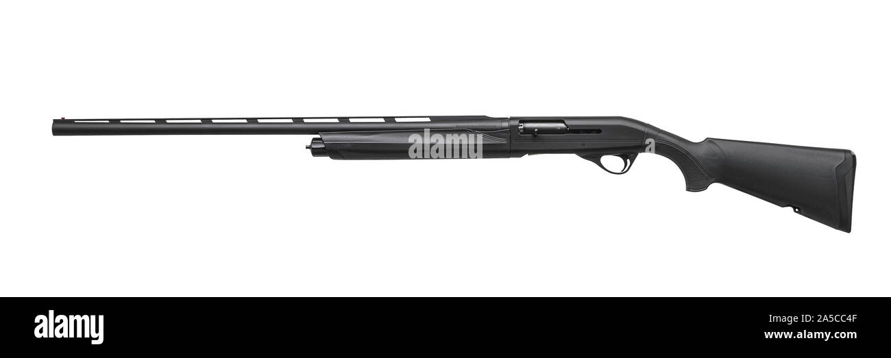 Modern semiautomatic lefthanded shotgun isolate on white background