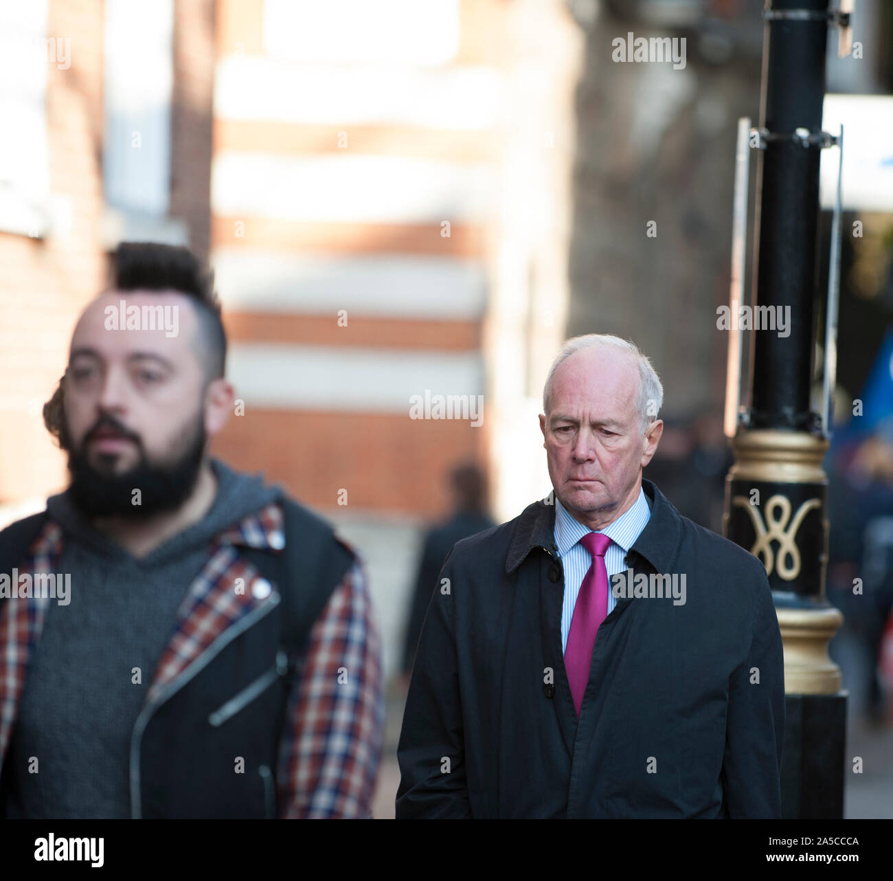 Peter Lilley, Baron, former deputy leader of the Conservative party walks away from the House of Lords after the governent is defeatd in the Brexit vote. Stock Photo