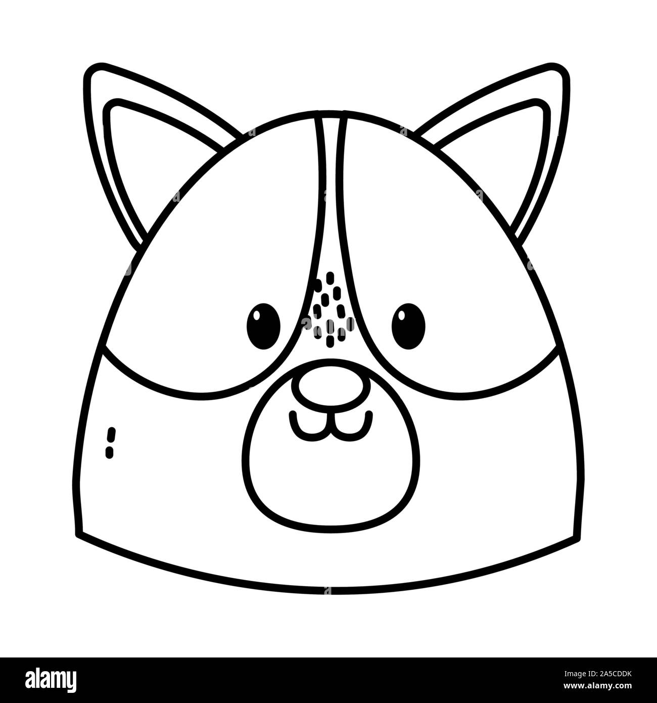 cute dog head on white background vector illustration thick line Stock
