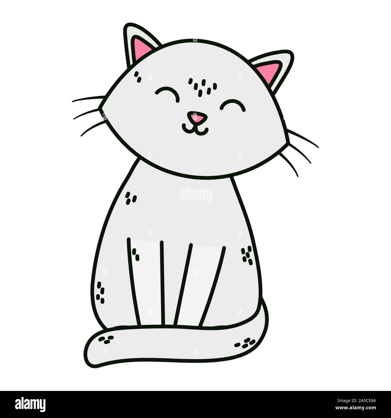 Cute White Cat Sitting Pet Icon Vector Illustration Stock Vector Image