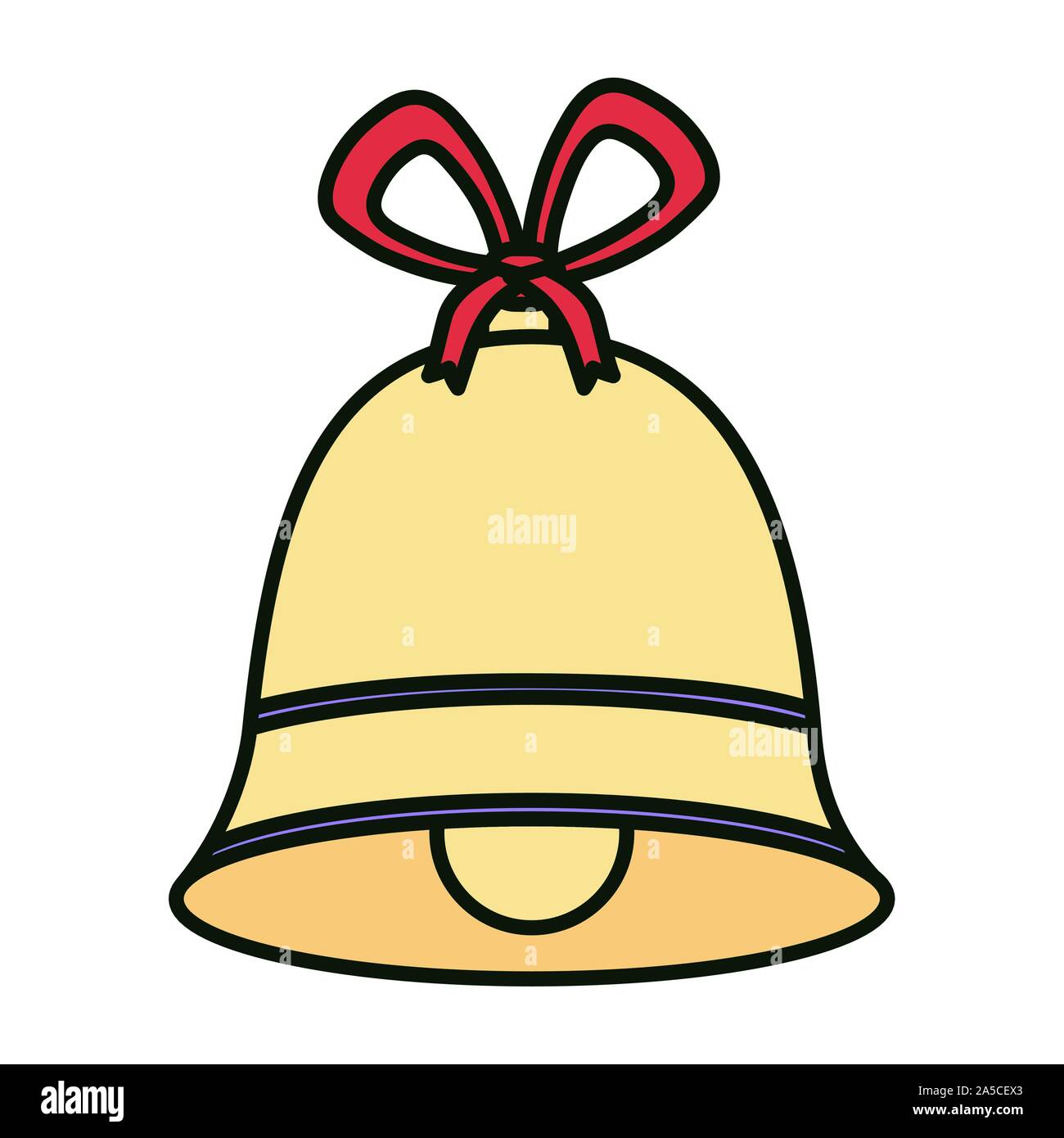 bell with ribbon white background celebration merry christmas vector ...