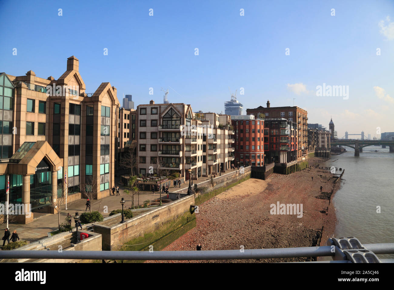 Converted warehouses on the banks of the River Thames in the City of