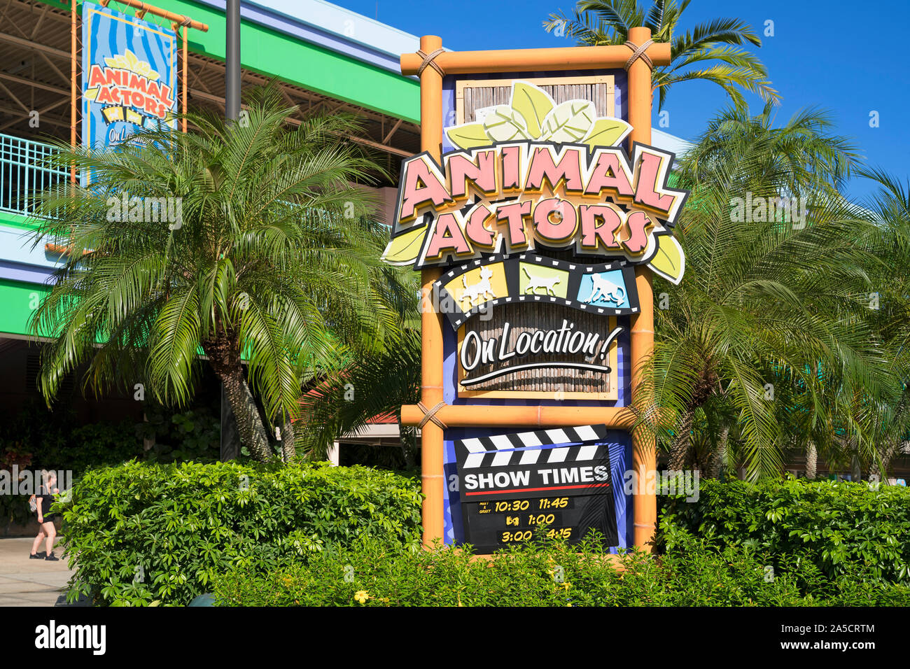 Animal Actors On Location Sign, Universal Studios, Orlando, Florida, USA Stock Photo
