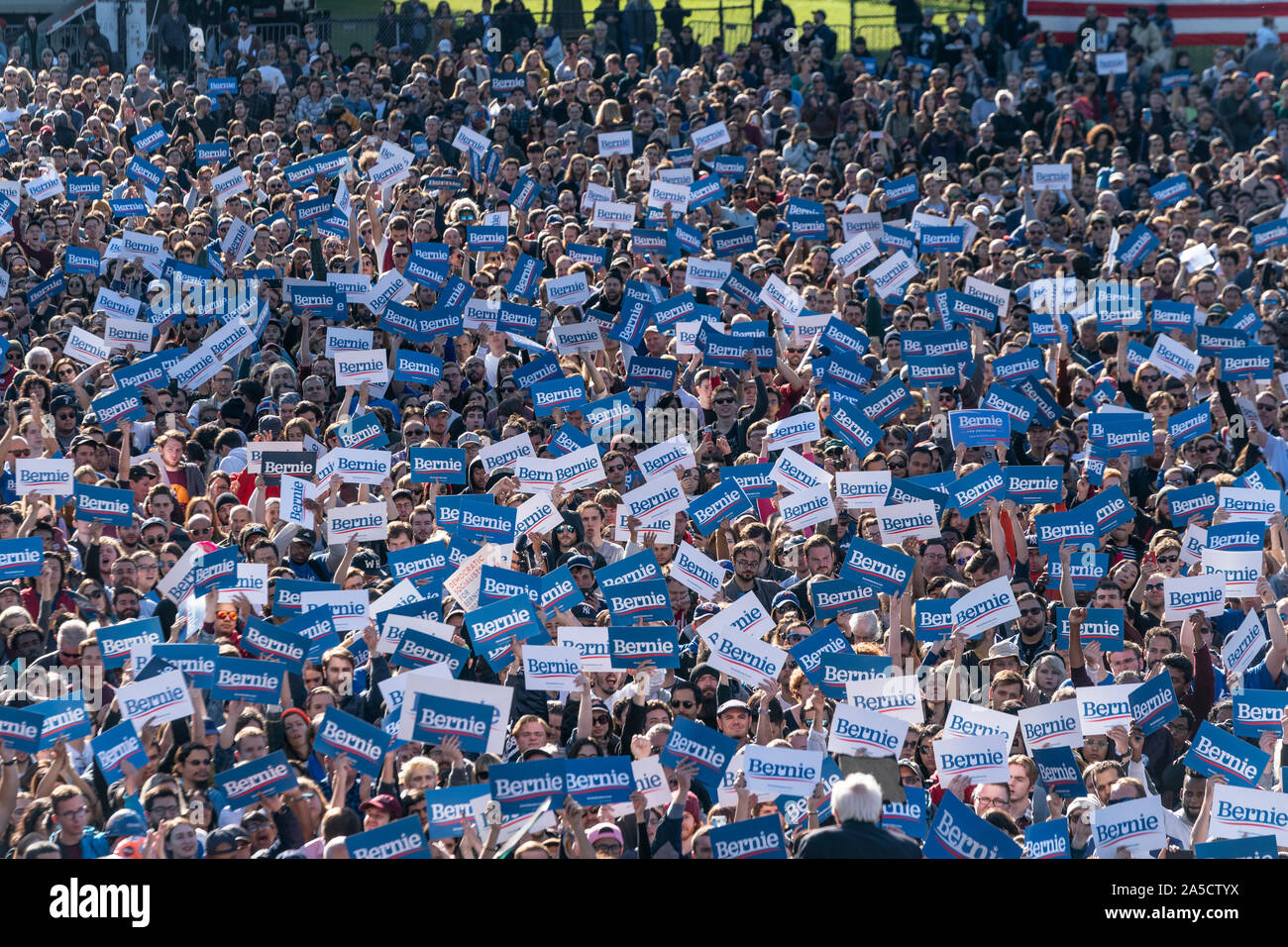 New York, NY - October 19, 2019: Atmosphere during Bernie Sanders Rally ...