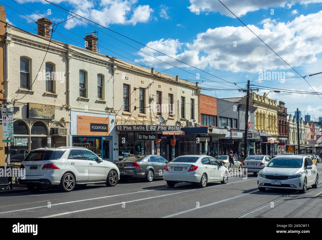 Traffic along Bridge Road Richmond Melbourne Victoria Australia. Stock Photo