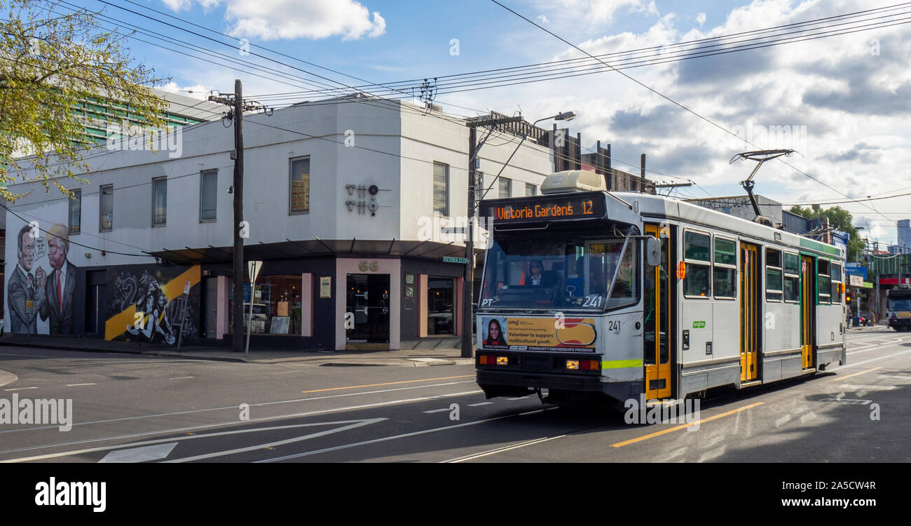 Light Rail public transport Yarra Trams tram on Victoria street Richmond Melbourne Victoria Australia. Stock Photo