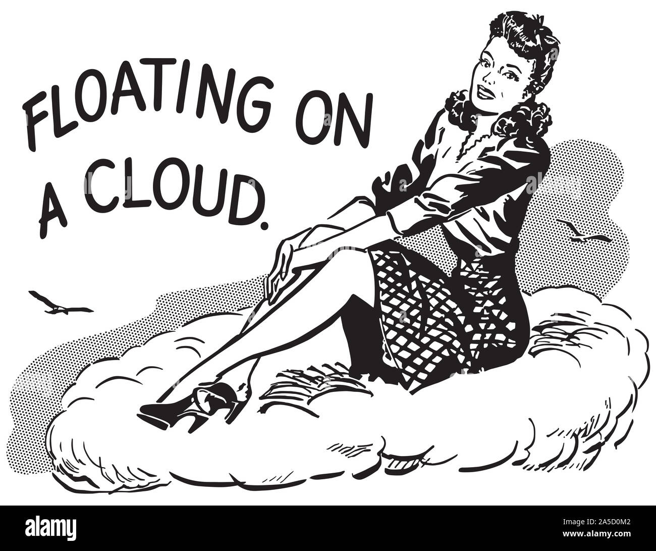 Floating On A Cloud - A very happy woman Stock Photo