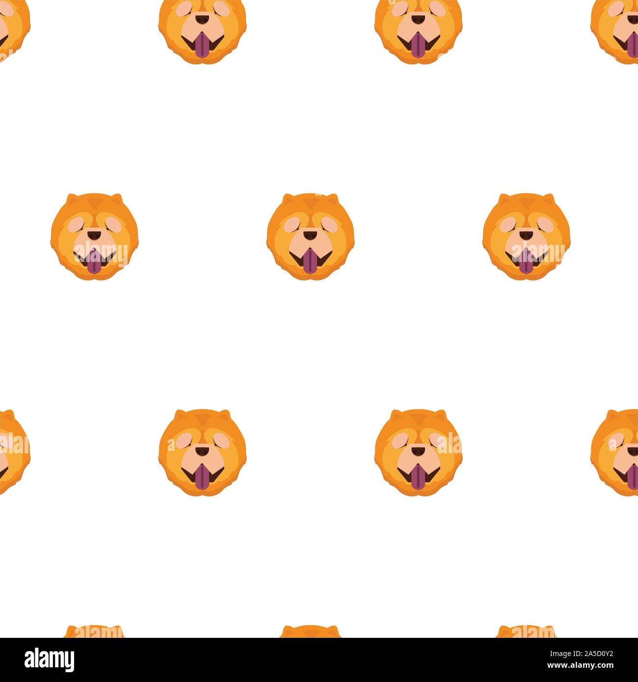 Vector cartoon character chow chow dog seamless pattern for design