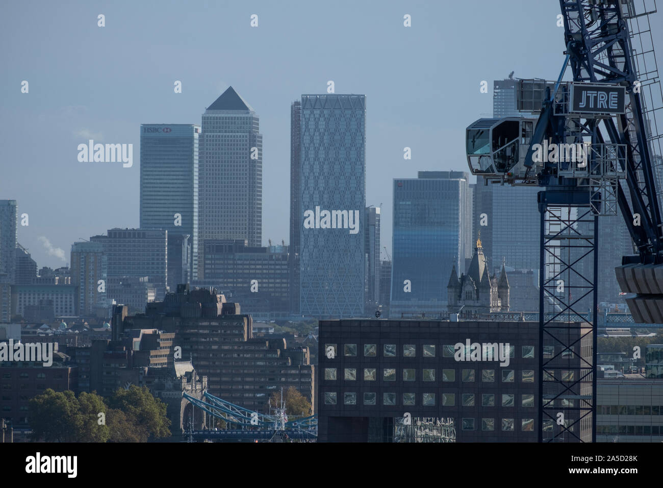 Skyscraper office buildings in Canary Wharf at 19th October 2019 Stock ...