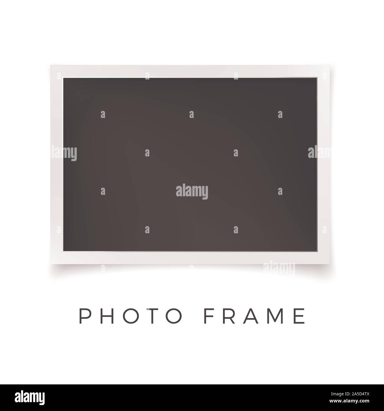 Horizontal Photo Frame. White Image Blank with Shadow Isolated on White Background. Vector illustration Stock Vector
