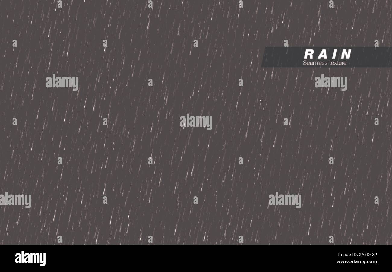 Seamless rainfall texture. Rain drop. Vector isolated on dark background Stock Vector